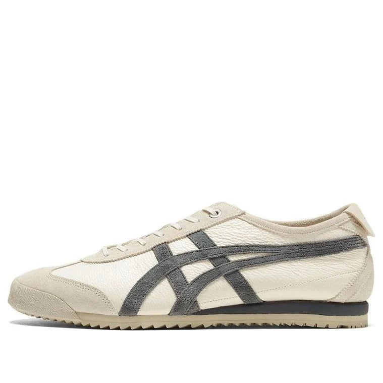 Onitsuka Tiger Mexico 66 "Cream Dark Grey" Unisex Leather Casual Shoes- Women's Shoe Sale / Men's Shoe Sale