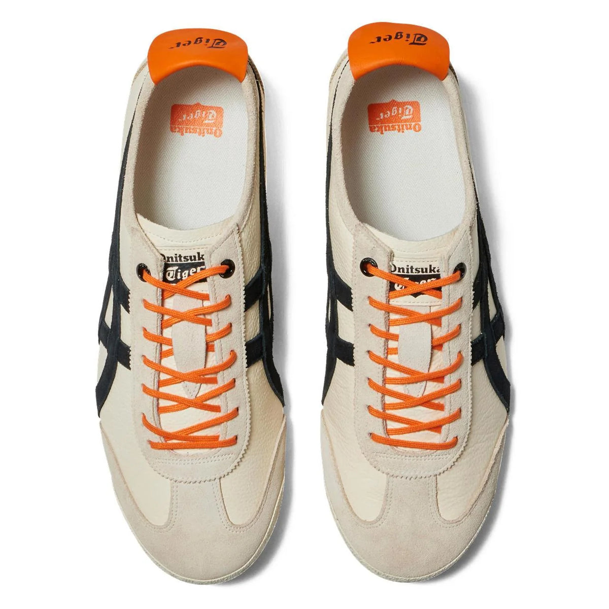 Onitsuka Tiger Mexico 66 "Cream Black Orange" Leather Sneakers- Women's Shoe Sale / Men's Shoe Sale