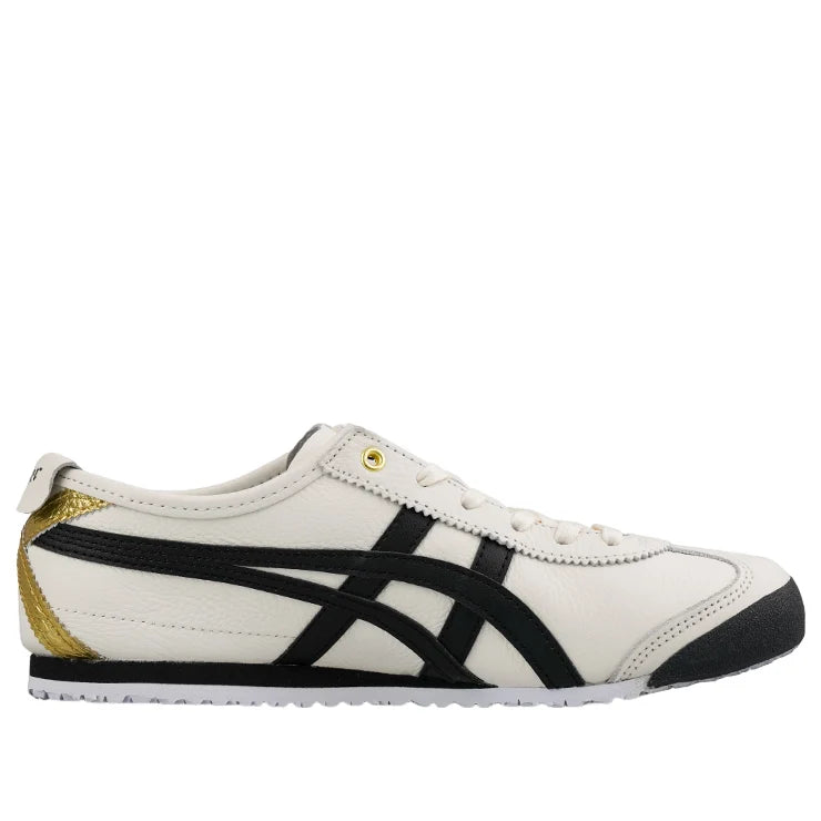 Onitsuka Tiger Mexico 66 "Cream Black Gold" Leather Sneakers- Women's Shoe Sale / Men's Shoe Sale