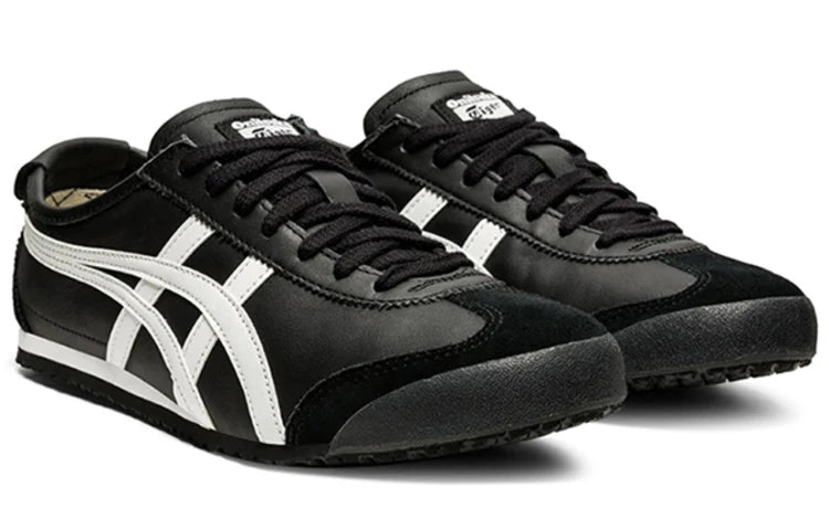Onitsuka Tiger Mexico 66 "Black White" Unisex Leather Sneakers- Women's Shoe Sale / Men's Shoe Sale
