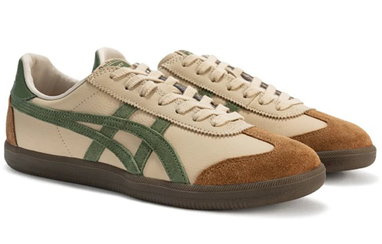 Onitsuka Tiger Tokuten "Beige Brown Green" Leather Sneakers- Women's Shoe Sale / Men's Shoe Sale