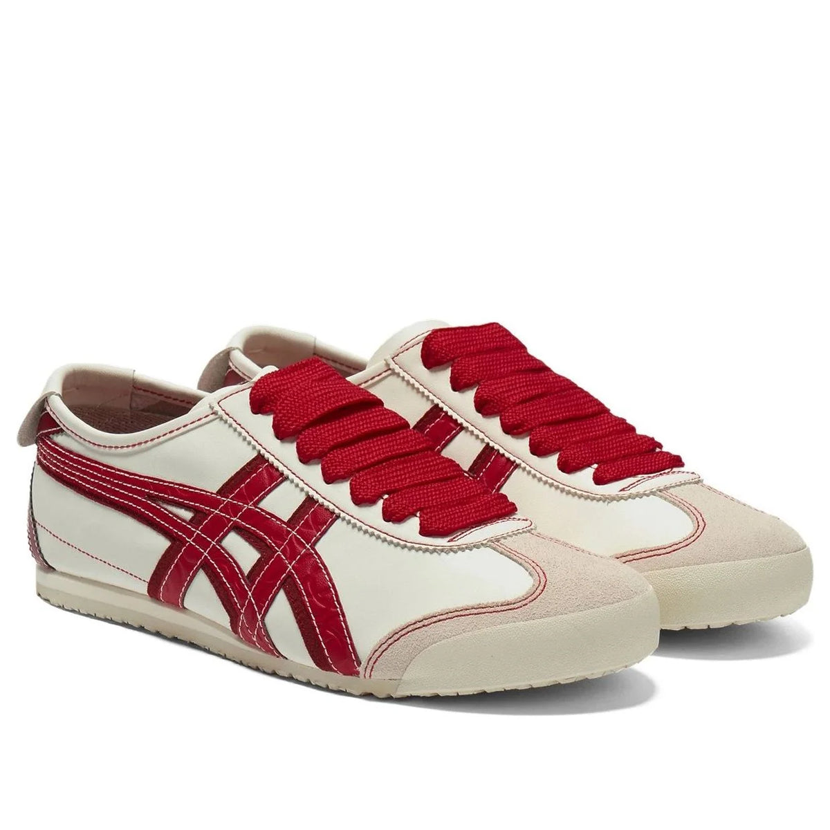 Onitsuka Tiger Mexico 66 "Cream Red" Unisex Leather Sneakers- Women's Shoe Sale / Men's Shoe Sale