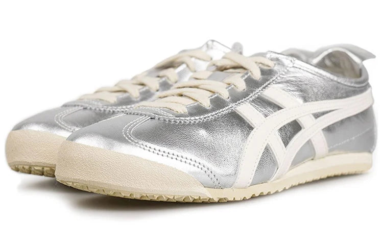 Onitsuka Tiger Mexico 66 "Silver Off White" Unisex Leather Sneakers- Women's Shoe Sale / Men's Shoe Sale