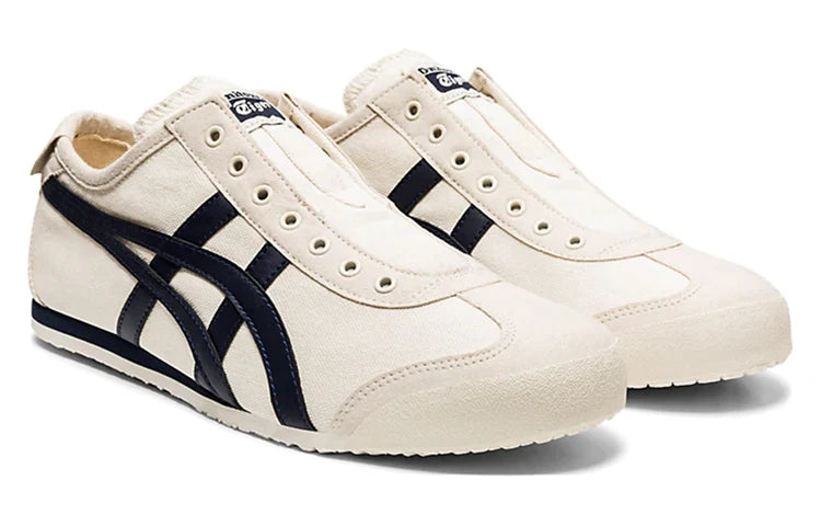 Onitsuka Tiger Mexico 66 Slip-On "Cream Navy" Canvas Sneakers- Women's Shoe Sale / Men's Shoe Sale