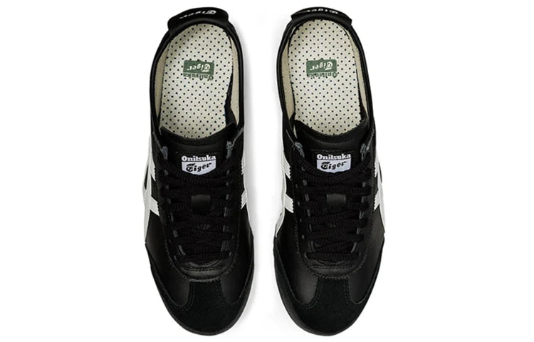 Onitsuka Tiger Mexico 66 "Black White" Unisex Leather Sneakers- Women's Shoe Sale / Men's Shoe Sale