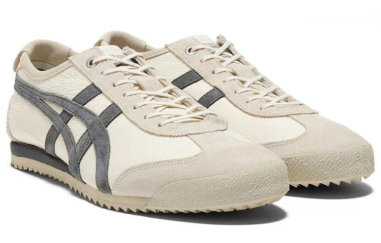 Onitsuka Tiger Mexico 66 "Cream Dark Grey" Unisex Leather Casual Shoes- Women's Shoe Sale / Men's Shoe Sale