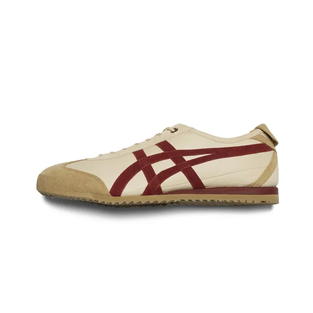 Onitsuka Tiger Mexico 66 "Beige Burgundy" Unisex Leather Sneakers- Women's Shoe Sale / Men's Shoe Sale